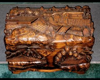 Gorgeous and Heavily Carved Small Trunk