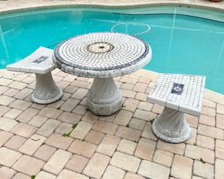 Nice tiled cement patio set