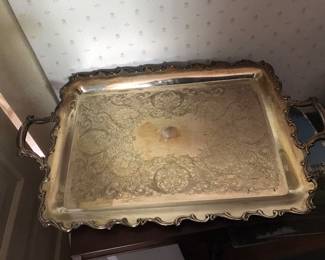 Large silver plate tray