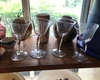 Set of drunken wine glasses