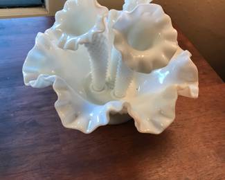Milk glass centerpiece 