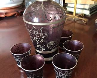 Silver overlay decanter set