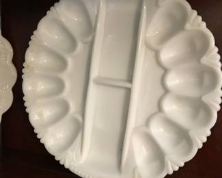 Milk glass egg plate
