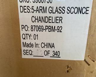 Pottery Barn large chandelier. Brand new, never out of box