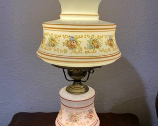 Quoizel Abigail Adams table lamps (2 lamps; 1 globe broken, repairable)