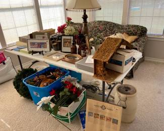 lamp, antique butter churn