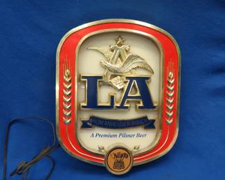 Lot 147. Lighted LA Beer sign from Anheuser-Busch