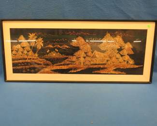 Lot 129. Framed bamboo art work.&nbsp; 45" x 18"