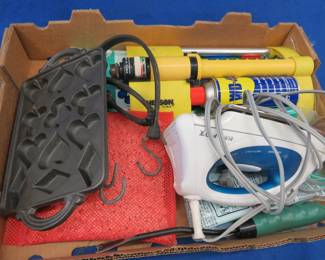 Lot 379. Cast iron baking pan with card suit shapes, Nelson sprinkler, and more