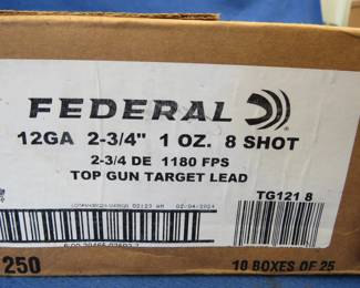 Lot 26. 250 Federal Top Gun, 1 ounce, 8-shot, 12-gauge rounds