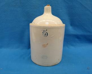 Lot 158. 5-gallon Red Wing jug.&nbsp; No cracks.&nbsp; One small chip and what appears to be a factory patch.