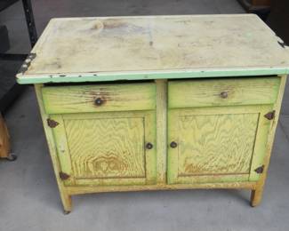 Lot 111. Vintage porcelain-top oak kitchen cabinet&nbsp;40" x 25" x 32"