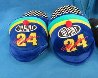 Lot 487. Dale Earnhardt Jr rug.&nbsp; 56" x 44"&nbsp; Three sets of slippers.