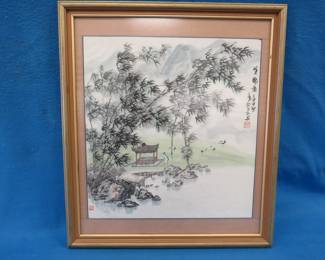 Lot 431. Chinese framed print.&nbsp; 27" x 23.5"