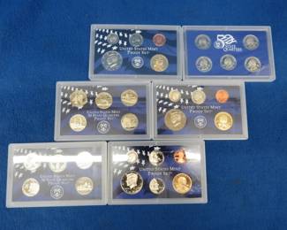 Lot 312. Six US Mint proof coin sets