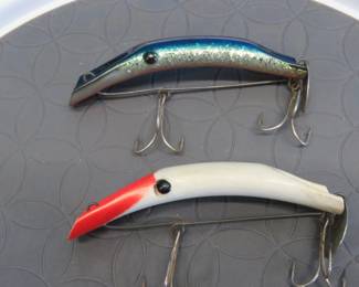Lot 184. Two vintage 4" Horrocks and Ibbotson HICO Get-Fish baits
