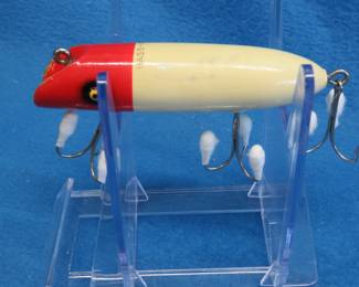 Lot 187. Vintage South Bend 3 5/8" wooden Bass-Oreno with tack eyes