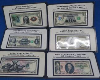Lot 498. Six collectible items of US Currency