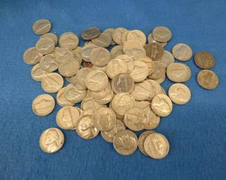 Lot 32. 91 Jefferson nickels from 1939-1964.&nbsp; Includes at least 2 silver nickels.