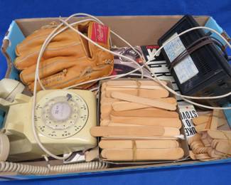 Lot 415. Baseball mit, rotary phone, indoor grill, and more