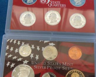 Lot 245. 2005 US Mint Silver Proof Set including 5 2005 silver Proof State Quarters