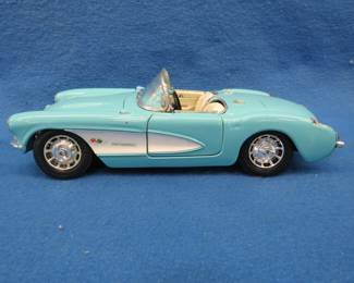 Lot 218. Road Legends 1957 Chevrolet Corvette convertible.&nbsp; 1:18 scale die-cast car with box.