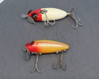 Lot 133. Vintage Wright and McGill 2 3/4" Bug-A-Boo bait and a Hedden 2 5/8" wooden SOS
