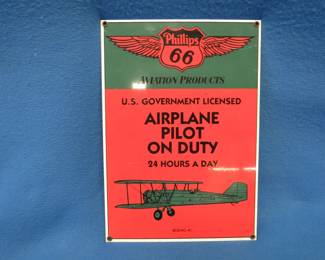 Lot 301. Reproduction porcelain Phillips 66 sign.&nbsp; 12" x 9"