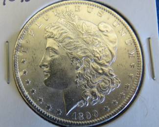 Lot 381. 1890 P AU Morgan Silver Dollar