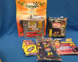 Lot 276. Jeff Gordon collectibles including a gas grill cover