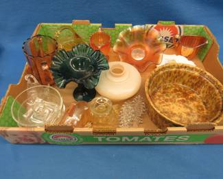 Lot 265. Collectible glassware including carnival, depression, figural plate, and more