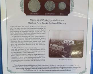 Lot 339. 1910 Liberty Head half, quarter and dime presented in a display that includes a historic photograph and historical comment.