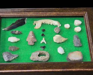 Native American items framed