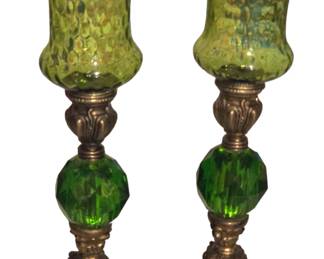 Beautiful vintage green candle holders