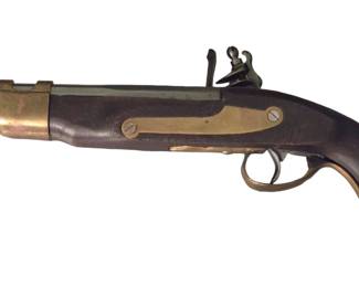 French or English black flintlock belt pistol