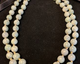 14K Bead Jade Necklace