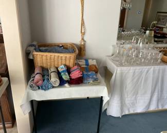 Table linens fill a bag