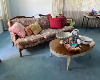 Pillows, decor, dolls-all fill a bag, coffee table $20