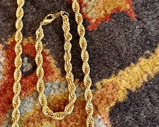 Gold Tone Necklace & Bracelet