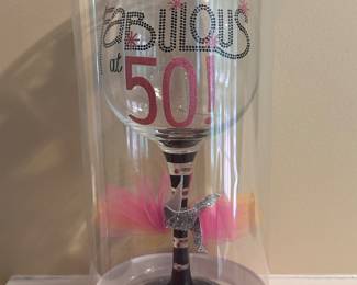 New Mud Pie Fabulous at 50 Wine Glass
