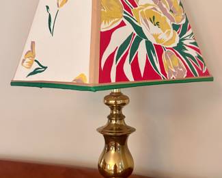 Brass Lamp with Tulip Lampshade 