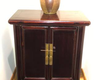 Antique Asian elm cabinet, purchased from Glenn Richards in 2009 (27"W, 14"D, 33.5"H) with Paddy McNeely pot