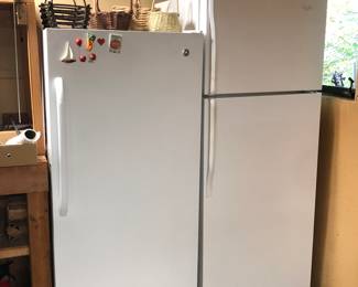 GE freezer (14 cu. ft., manuf. in 2009, not frost free), Whirlpool refrigerator (18 cu. ft., manuf. 2013)