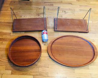 Trekanten teak wall shelves (each 7.5" x 16"), Kjeni teak trays - all made in Denmark