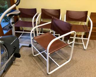 Chairs for round patio table - metal frame w/ brown vinyl seats