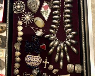 More jewelry: sterling bracelets, earrings & brooches