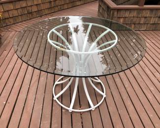 Round metal & glass patio table (42" diam., 28.5" tall)