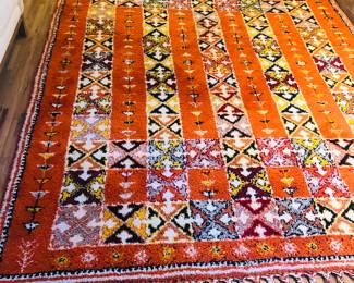 Moroccan Berber wool rug with thick pile & braided fringe - 9 x 13 ft. including fringe. In GREAT condition! Purchased from Frederick & Nelson.