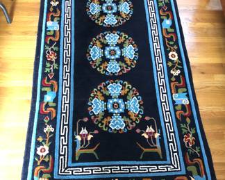 Chinese wool rug 36" x 68" - some fringe loss
