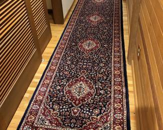 13.5 ft. wool runner - burgundy & dark blue (32"W, 163"L)